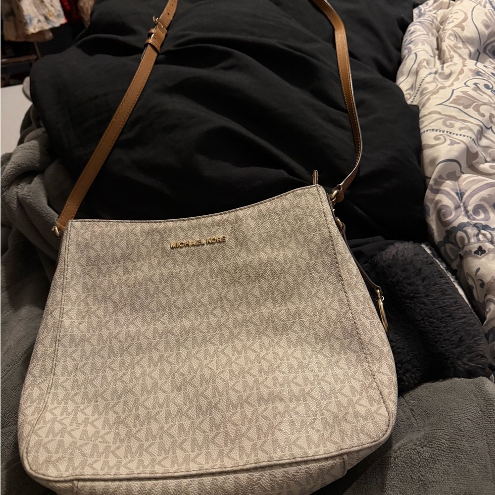 Michael Kors Beige and Tan Crossbody Bag